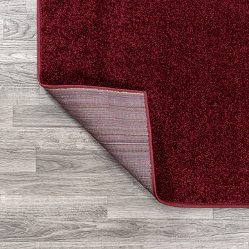 Haze Solid Low-pile Area Rug Dark Red